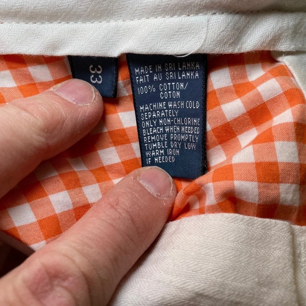 Polo Ralph Lauren Suffield Short Orange Gingham Plaid Shorts Mens‎ 33 Cotton